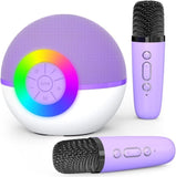 Mini Karaoke Machine - 2x Wireless Microphones Portable Bluetooth Speaker Purple V238-SUPDZ-41169084514384