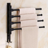 Swivel towel rack wall mounted bathroom towel holder rotating rack space saving 4 arms black V1188-ONE60-02125-1