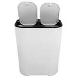 White Dual Compartment Trash Can for Home Use with Wide Lid Opening V1366-AZ2-W-12163