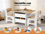 Keezi Kids Table and 2s Set Wooden Activity Table wit 2 Storage Drawers, Toddler Table and KTC-G-MS-NT