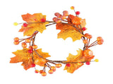 6 Pcs Artificial Maple Leaf Candle Ring Pumpkins Berries Maple Leaves Autumn Candle Wreath for Up to V1294-YM0901-210609XU052