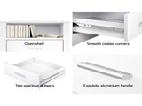 Artiss 2 X Bedside Table 2 Drawers with Shelf - TARA White FURNI-SIDE-SHELF-WHX2