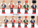 Nutcracker Soldier Figurine Set, Christmas Decorations, Birthday Gift, Hand-painted Nutcrackers, V1106-128-74122-RED-12PCS