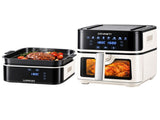 Devanti 8L Air Fryer BBQ Grill 2-in-1 Flip 1650W Touch Control Oil Free White AF-K-H-8L-WH