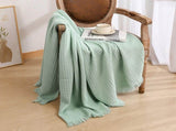 130*230CM Cyan Nordic Solid Color Knitted Sofa Throw Blanket with Tassels - Waffle Weave Polyester V888-ELOSUNG17040