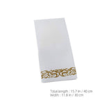 50Pcs Chic White Paper Napkins with Plated Gold Embossed Pattern for Dinner Party and Wedding V1192-AZ-W-22510