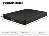 Giselle Bedding Double Mattress 34cm Euro Top with 5-Zone Pocket Spring Support Black MATTRESS-E-MUSE-34-D