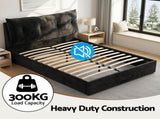 Artiss Queen Bed Frame with Horizontal Gas Lift Storage with LED Light USB Type-C Charging Station BFRAME-H-HYDE-Q-BK-ABCD