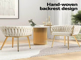 1 Set of 2 Artiss Dining Chairs Velvet Armchair Beige UPHO-C-DIN-01-VEL-BGX2