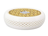 Porcelain Teapot Heater Hollow Frame Round Teapot Warmer Base with Alloy Cushion and Candle Holder V1294-YM0703-3118230128511