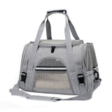 Grey Foldable Pet Carrier Bag with Breathable Mesh Windows, Removable Fleece Pad & Shoulder Strap V888-ELOSUNG55551