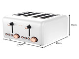 Pronti Breakfast Set with Rose Gold Kettle & Toaster with 1.25L Espresso Machine - White KT-TS-850D-WH