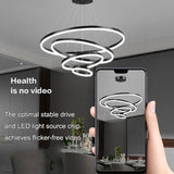 Gold 5 Rings Minimalist LED Pendant Light Adjustable Circular Chandelier V255-L-18815-G-24680