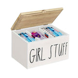 Bathroom Tampon Organizer with Lid Feminine Hygiene Storage Case for Pads & Tampons Compact & V1369-AZ3-W-15056