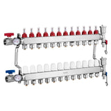 12-Branch Heat Manifold, 1/2" PEX Tubing Manifold, Stainless Steel PEX Manifold for Hydronic V952-DRFSQBXG12HL053KUV0