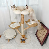 Cat Tree Scratcher Plush Sisal Willow Wood w Basket Cushion V178-66927