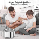 YES4PETS 3.2L Automatic Electric Pet Water Fountain Dog Cat Stainless Steel Feeder Bowl Dispenser V278-PWS-111-SQUARE