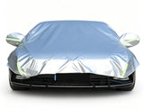 Half Car Cover Sedan with Green Reflective Strip,All Weather Car Body Cover for Sun, Rain, Dust V1189-LC-QPA-003