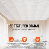 Ceiling Tiles 12-Pack 24 x 24 in PVC Easy Installation White Echo Pattern V952-THBZPVCB12J29DDRKV0
