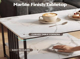 Artiss Coffee Table 100cm Faux Marble Finish Center Table 2-Tier Storage White&Black FUR-T-COF-02-WHGD