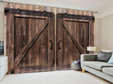 Wooden Door Style Living Room Bedroom Window Semi Blackout Semi Shade Printing Curtain 170 * 200 cm V1294-YM0901-JY35916-02