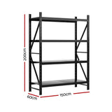 2Mx1.5M Giantz Garage Shelving Warehouse Rack Black WR-F-20150-200BK-ABC