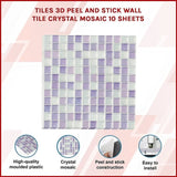 Tiles 3D Peel and Stick Wall Tile Crystal Mosaic 10 Sheets V63-837101
