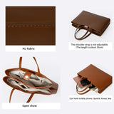 Black Large Capacity Tote Bag - Minimalist PU Leather Handbag for Daily Commute V888-ELOSUNG23240