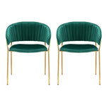 Artiss Dining Chairs Set of 2 Velvet Hollow Armchair Green DINING-B-C04-VEL-GNX2