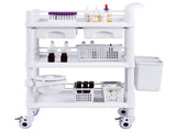 3 Tiers Lab Carts, Lab Utility Cart with 3 Trays & 4 Silent Wheels, Mobile Medical Cart with PP V952-SYSTCECKFBS4PGK0XV0