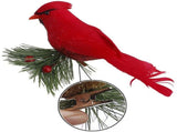 10PCS Red Cardinal Birds Clip on Pine Branche -Christmas Realistic Feathered Birds with Clip for V1369-AZ3-W-12423