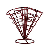 Dark Red Metal French Fry Cone Stand Holder for Snacks and Appetizers, and Reusable for Home Use V1192-AZ-W-34240