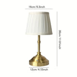 Gold and White Elegant Rechargeable Fabric Shade LED Lamp - Cordless Touch Stepless Dimmable Table V888-ELOSUNG47530