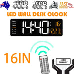 16" Orange Large Digital Big Jumbo LED Wall Desk Clock Display With Temperature Calendar V201-FAZ0016OR8AU