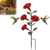 ClearanceRed Metal Flower Hummingbird Feeder Garden Stake, 28In Vintage Yard Art with Removable V1366-AZ2-W-24739