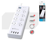 Sansai 8 Outlet 3*USB-A & 1*USB-C Powerboard Master On/Off switch Surge and overload protected 1M V1202-V2-UPSA-PB8088