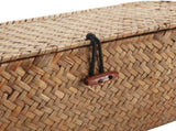 Handwoven Wicker Storage Basket with Lid and 3 Compartments, Brown V1188-MS-731-018