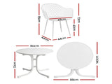Gardeon 5PCS Outdoor Dining Set Table and Chairs Patio Furniture Garden Diamond White ODF-DIN-5STFD-130-WH