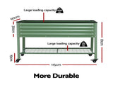 Green Fingers Elevated Raised Garden Bed Kit Mobile w/ Locking Wheels & Storage Shelf 100KG Max Load GARDEN-AG-PLAT-WLS