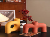 Tubular Letter Vase Set Modern Ceramic Decor for Living Room, Dining Table & TV Stand V1107-CS-ZMGXHP