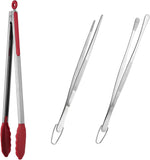 600F Heat Resistant 16in Silicone Cooking Tongs with Non Stick Rubber Tips and 12" Kitchen V1258-DP02-C-383