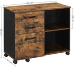 3-Drawer File Cabinet with Open Compartments for A4 Rustic Brown and Black V178-11543