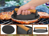 7" Heavy Duty Burger Press W/ Solid Wood Handle for Meat Smasher Hamburger Steak V201-QHGMMOREONE015