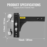 VEVOR Adjustable Trailer Hitch, 6" Rise & Drop Hitch Ball Mount 2" Receiver 22,000 LBS Rating, 2 and V952-TZT2INCH6INCHKW2BV0