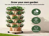 Green Fingers Garden Bed 5 Tier Vertical Garden Grey Strawberry Stackable Planters Herbs Beige GARDEN-PLASTIC-25L-LYE