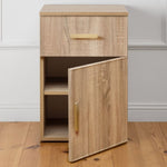 PORTO BEDSIDE TABLE - NATURAL OAK - SLIM - OVAL BRASS V164-ECS13STB05G