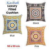 J Elliot Home Kasbah Luxury Filled Cushion 50 x 50cm Black V442-IDC-CUSHION-KASBAH-BLACK-SQ