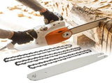 16 Inch Chain Saw Guide Bar with 3Pcs Chains for 009 012 021 E180 MS180 MS190 MS250 V1369-AZ3-W-11350