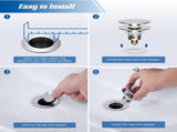2 Pack All Metal Upgraded Bathroom Sink Stopper, Universal Pop Up Sink Drain Strainer, Brass Bullet V1259-DP01-A-2248