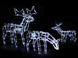 Jingle Jollys Christmas Lights 3 Pcs Reindeers 250 LED Decorations XMAS-MOT-3DEERS-MOV-WH